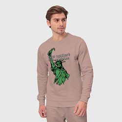 Костюм хлопковый мужской Rage Against - statue of liberty, цвет: пыльно-розовый — фото 2