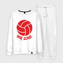 Костюм хлопковый мужской Volleyball my love, цвет: белый