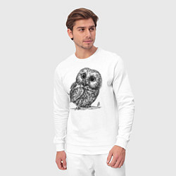 Костюм хлопковый мужской Совёнок гравюра, цвет: белый — фото 2