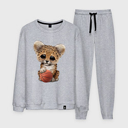 Костюм хлопковый мужской Леопард баскетболист, цвет: меланж