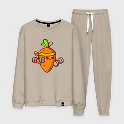 Костюм хлопковый мужской Морковь на спорте, цвет: миндальный