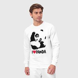 Костюм хлопковый мужской I love panda, цвет: белый — фото 2