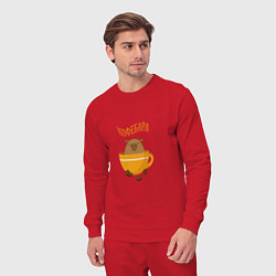 Костюм хлопковый мужской Кофе и капибара, цвет: красный — фото 2