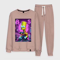 Костюм хлопковый мужской Bart Simpson - cool gamer, цвет: пыльно-розовый