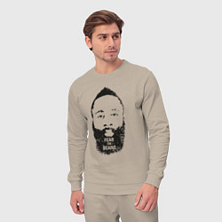 Костюм хлопковый мужской Бойся бороду, цвет: миндальный — фото 2