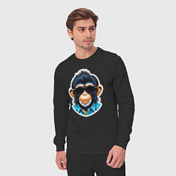 Костюм хлопковый мужской Портрет обезьяны в темных очках, цвет: черный — фото 2