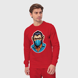 Костюм хлопковый мужской Портрет обезьяны в маске, цвет: красный — фото 2