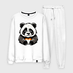Костюм хлопковый мужской Милая панда лежит, цвет: белый