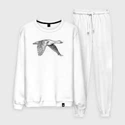 Костюм хлопковый мужской Гусь в полёте, цвет: белый