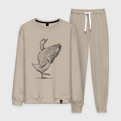 Костюм хлопковый мужской Гусь встрепенусь, цвет: миндальный