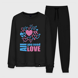 Костюм хлопковый мужской All you net is love, цвет: черный