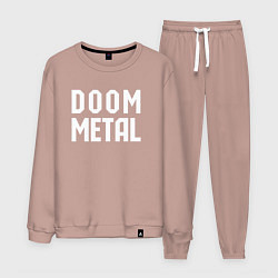Костюм хлопковый мужской Надпись Doom metal, цвет: пыльно-розовый