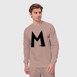Костюм хлопковый мужской Мы одно целое семейная с буквой, цвет: пыльно-розовый — фото 2