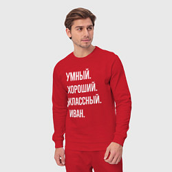 Костюм хлопковый мужской Умный, хороший, классный Иван, цвет: красный — фото 2