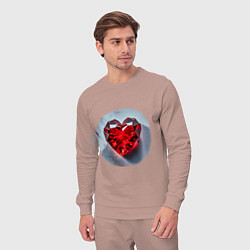 Костюм хлопковый мужской Красное хрустальное сердце на белом фоне, цвет: пыльно-розовый — фото 2