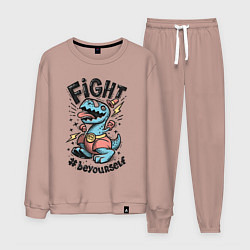 Костюм хлопковый мужской Fight Light, цвет: пыльно-розовый
