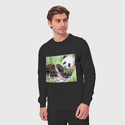 Костюм хлопковый мужской Панда медвед, цвет: черный — фото 2