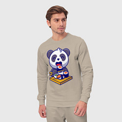 Костюм хлопковый мужской Панда и суши, цвет: миндальный — фото 2