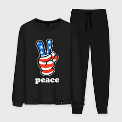 Костюм хлопковый мужской USA peace, цвет: черный