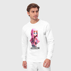 Костюм хлопковый мужской Minecraft персонаж девушки в костюме, цвет: белый — фото 2