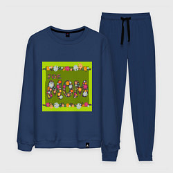 Костюм хлопковый мужской Цветы и листья: for mom, цвет: тёмно-синий