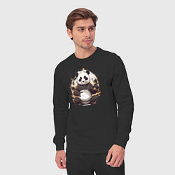 Костюм хлопковый мужской Спокойствие панды, цвет: черный — фото 2