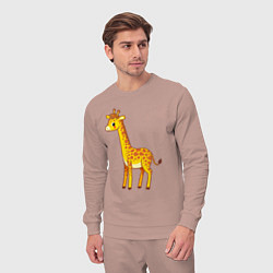 Костюм хлопковый мужской Добрый жираф, цвет: пыльно-розовый — фото 2