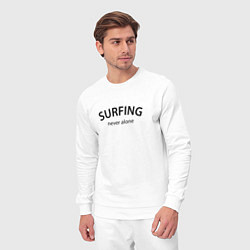 Костюм хлопковый мужской Surfing never alone, цвет: белый — фото 2