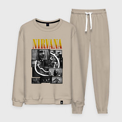 Костюм хлопковый мужской Nirvana kurt krist dave, цвет: миндальный