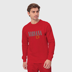 Костюм хлопковый мужской Nirvana logo smile, цвет: красный — фото 2