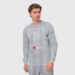 Костюм хлопковый мужской I love bunny, цвет: меланж — фото 2