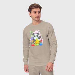 Костюм хлопковый мужской Панда со звездой, цвет: миндальный — фото 2