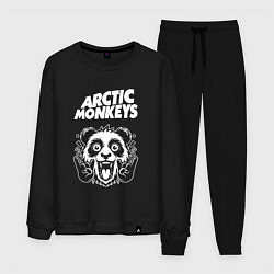 Костюм хлопковый мужской Arctic Monkeys rock panda, цвет: черный