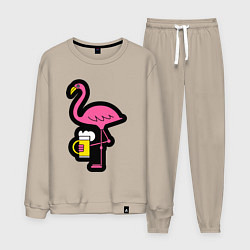 Костюм хлопковый мужской Фламинго и пивко, цвет: миндальный
