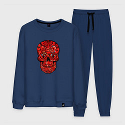 Костюм хлопковый мужской Red decorative skull, цвет: тёмно-синий