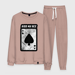 Костюм хлопковый мужской Поцелуй мой туз, цвет: пыльно-розовый