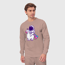 Костюм хлопковый мужской Космонавт и единорог, цвет: пыльно-розовый — фото 2