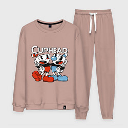 Костюм хлопковый мужской Cuphead and Mugman, цвет: пыльно-розовый