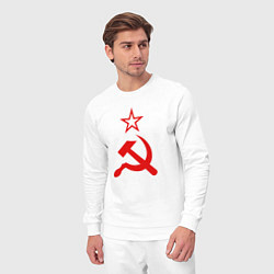 Костюм хлопковый мужской Серп, молот и звезда, цвет: белый — фото 2