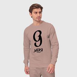 Костюм хлопковый мужской 9 мая черный текст, цвет: пыльно-розовый — фото 2