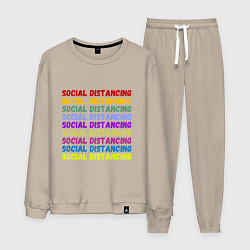 Костюм хлопковый мужской Social distancing - социальная дистанция, цвет: миндальный