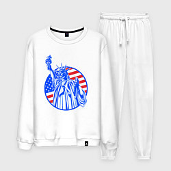 Костюм хлопковый мужской USA statue of liberty, цвет: белый