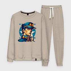 Костюм хлопковый мужской Jojo - Jotaro Kujo ai art, цвет: миндальный