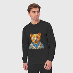 Костюм хлопковый мужской Медведь в стиле Ван Гога, цвет: черный — фото 2