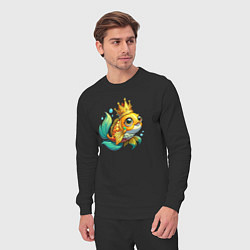 Костюм хлопковый мужской Золотая рыбка в короне, цвет: черный — фото 2