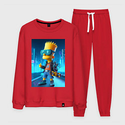 Мужской костюм Барт Симпсон в неоновом городе со скейтбордом - не