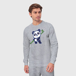 Костюм хлопковый мужской Панда воин, цвет: меланж — фото 2