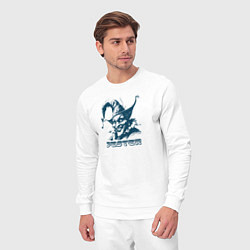 Костюм хлопковый мужской Зловещий шут с жутким лицом, цвет: белый — фото 2