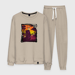 Костюм хлопковый мужской Восточно-ушастая битва, цвет: миндальный