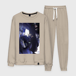 Костюм хлопковый мужской Магическая битва Сатору Годзё Сугуру Гэто, цвет: миндальный